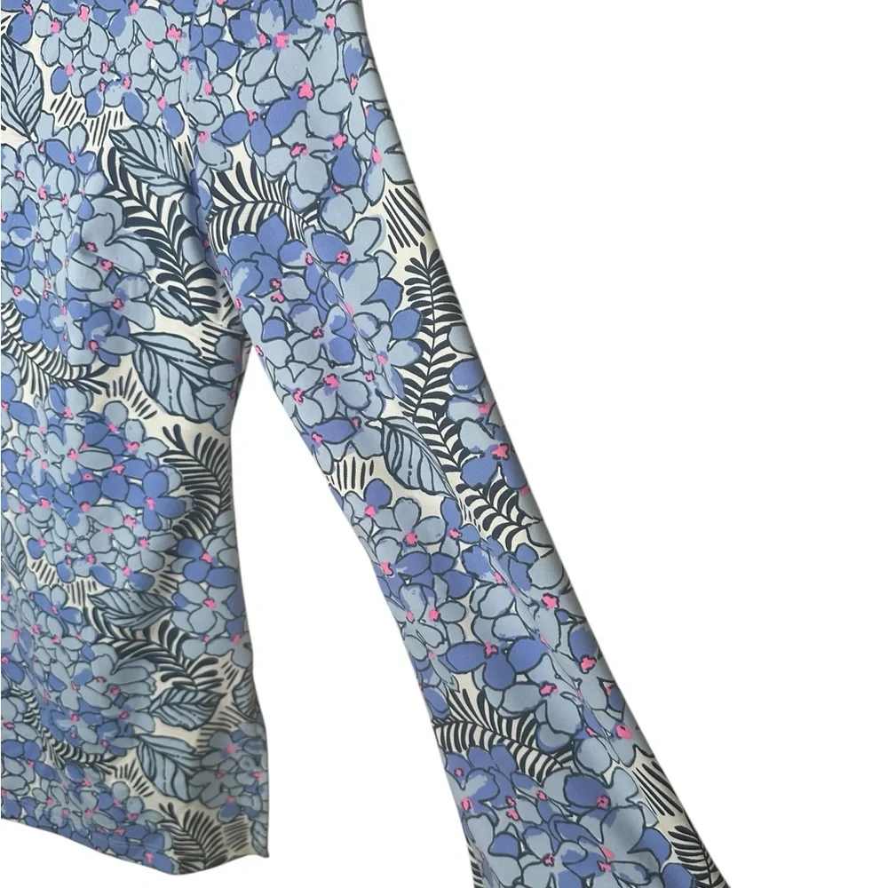 Mahi Gold Tunic Top Hydrangea Floral Print Size Small Nylon Blend Preppy Coastal - Picture 4 of 7